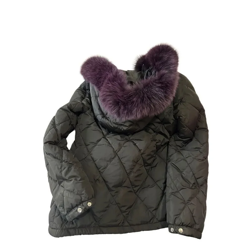 Prada fur trimmed hoodie down jacket size S